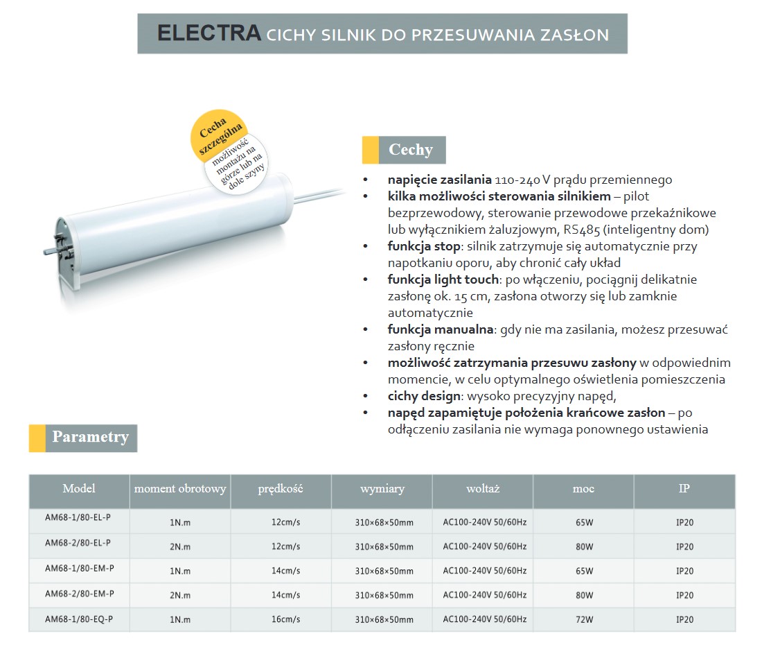 silnik do karniszy elektycznych